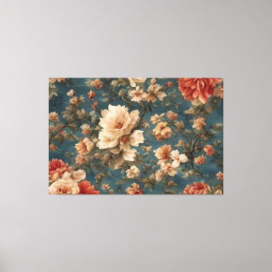  Exquise witte en weelderige koraalrode bloemen Canvas Afdruk (Voorkant)