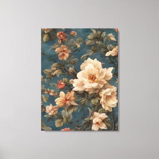  Exquise witte en weelderige koraalrode bloemen Canvas Afdruk (Voorkant)