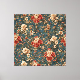  Exquise witte en weelderige koraalrode bloemen Canvas Afdruk