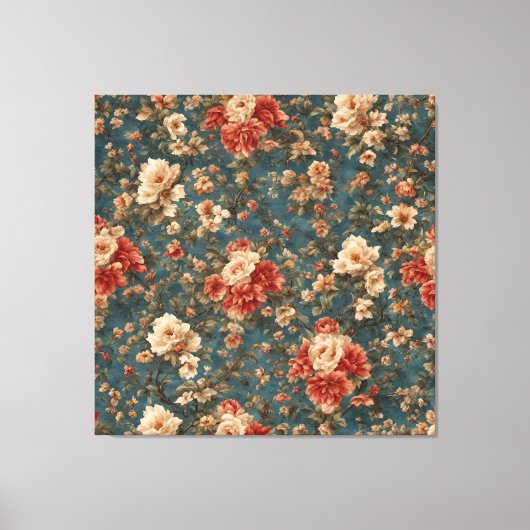  Exquise witte en weelderige koraalrode bloemen Canvas Afdruk (Voorkant)