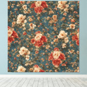  Exquise witte en weelderige koraalrode bloemen Canvas Afdruk (Insitu (Houten vloer))