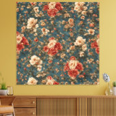  Exquise witte en weelderige koraalrode bloemen Canvas Afdruk (Insitu (Woonkamer))