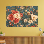  Exquise witte en weelderige koraalrode bloemen Canvas Afdruk (Insitu (Woonkamer))