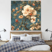  Exquise witte en weelderige koraalrode bloemen Canvas Afdruk (Insitu (Slaapkamer))