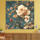  Exquise witte en weelderige koraalrode bloemen Canvas Afdruk (Insitu (Woonkamer))