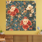  Exquise witte en weelderige koraalrode bloemen Canvas Afdruk (Insitu (Woonkamer))