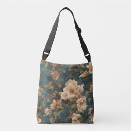  Exquise witte en weelderige koraalrode bloemen Crossbody Tas