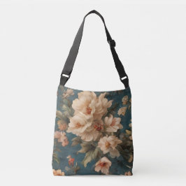  Exquise witte en weelderige koraalrode bloemen Crossbody Tas