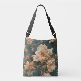  Exquise witte en weelderige koraalrode bloemen Crossbody Tas