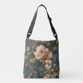  Exquise witte en weelderige koraalrode bloemen Crossbody Tas