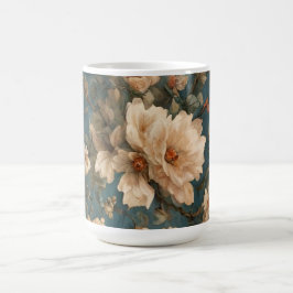  Exquise witte en weelderige koraalrode bloemen Koffiemok
