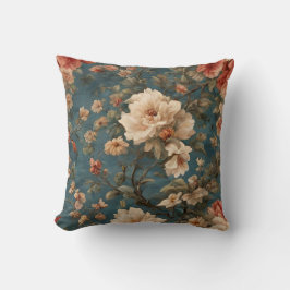  Exquise witte en weelderige koraalrode bloemen Kussen