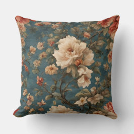  Exquise witte en weelderige koraalrode bloemen Kussen