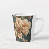  Exquise witte en weelderige koraalrode bloemen Latte Mok (Rechts)