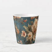  Exquise witte en weelderige koraalrode bloemen Latte Mok (Voorkant)