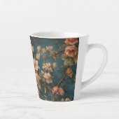  Exquise witte en weelderige koraalrode bloemen Latte Mok (Rechts)