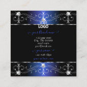 Exquise Zwart Blauw Ornamenten met Logo Vierkante Visitekaartje (Achterkant)