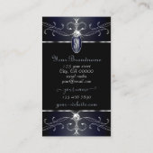 Exquise Zwart en Blauw Ornamenten Initialen Visitekaartje (Achterkant)