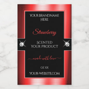 Exquise Zwart Rood Glanzende Brilliants Product La Voedselcontainer Etiket