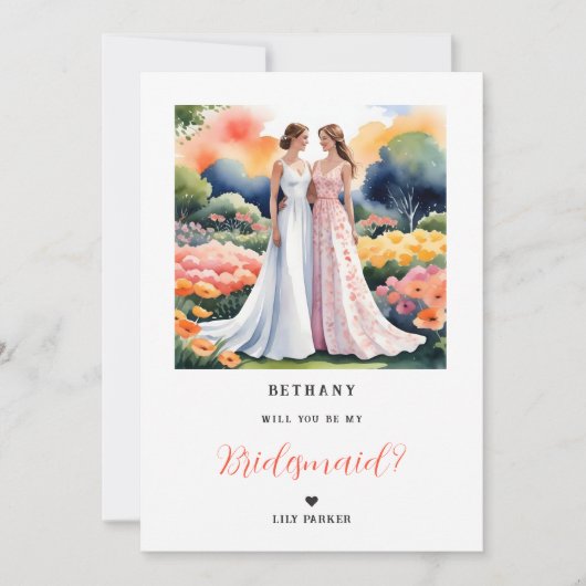 Exquisite 2 Girls Illustration Bridesmaid Proposal (Voorkant)