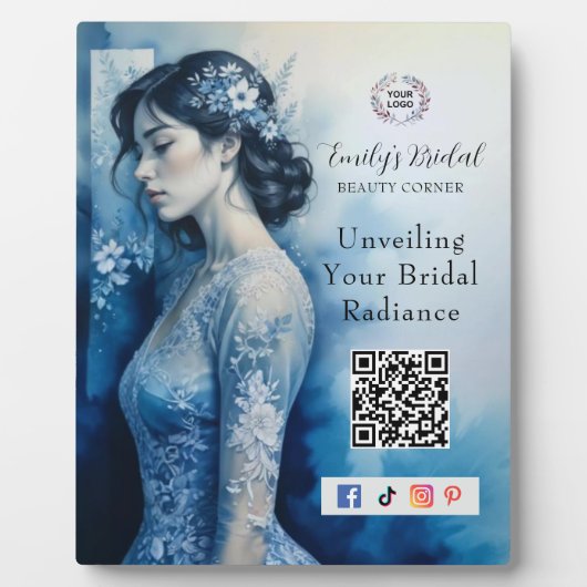 Exquisite Beautiful Bride In Blue Bridal Business Fotoplaat (Voorkant)