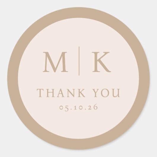 Exquisite Beige Calligraphy Circle Ronde Sticker (Voorkant)