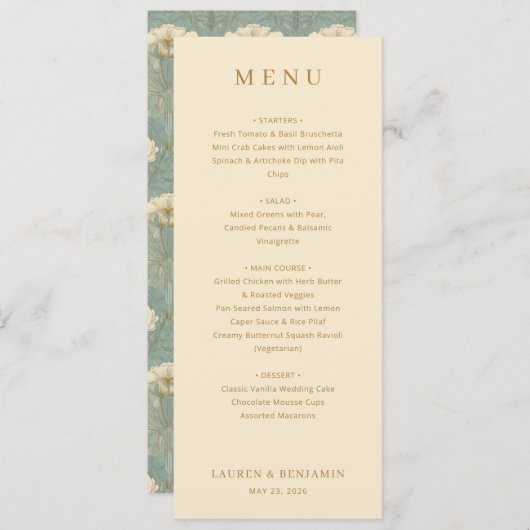 Exquisite Beige Calligraphy Menu (Voorkant / Achterkant)