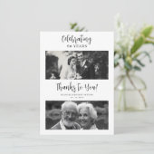 Exquisite Black White Elegant Wedding Anniversarie Bedankkaart (Staand voorkant)