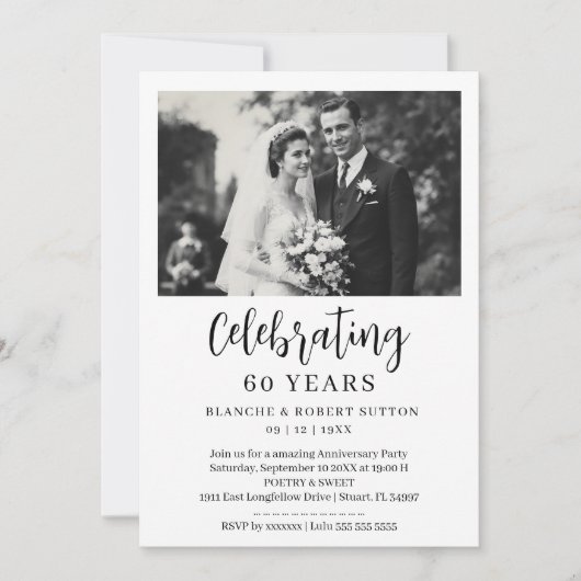 Exquisite Black White Elegant Wedding Anniversarie Kaart (Voorkant)