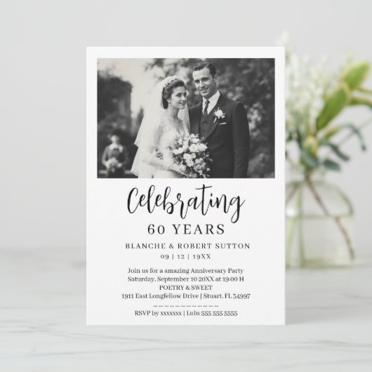 Exquisite Black White Elegant Wedding Anniversarie Kaart (Staand voorkant)