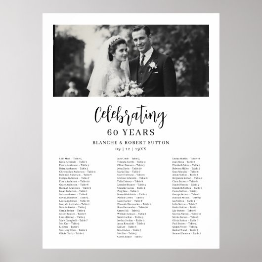 Exquisite Black White Elegant Wedding Anniversarie Poster (Voorkant)