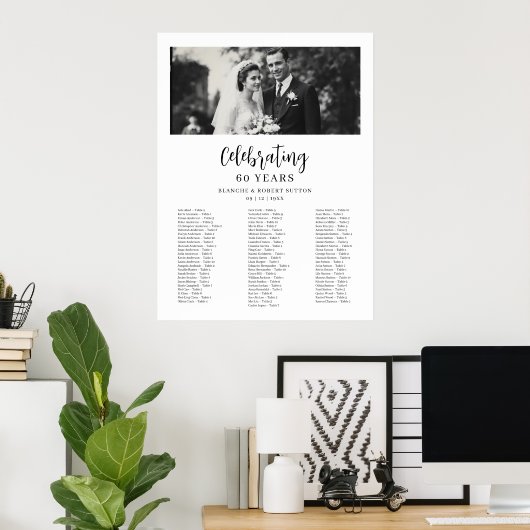 Exquisite Black White Elegant Wedding Anniversarie Poster (Thuiskantoor)