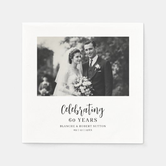 Exquisite Black White Elegant Wedding Anniversarie Servet (Voorkant)