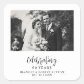 Exquisite Black White Elegant Wedding Anniversarie Vierkante Sticker (Voorkant)