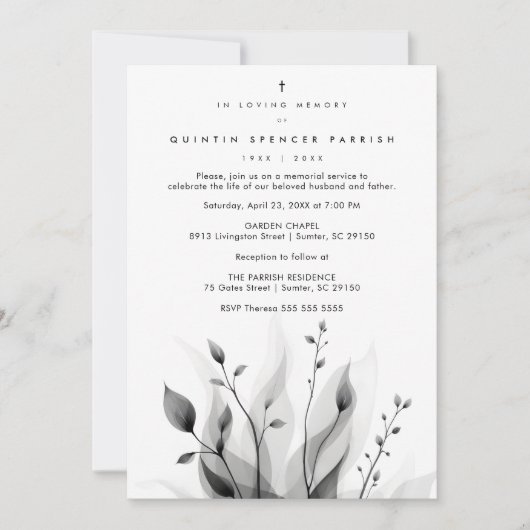 Exquisite Black & White Overlapping Leaves flowers Kaart (Voorkant)