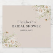 Exquisite Bloom Boho Bridal Shower Sparkling Wijnetiket (Enkel label)
