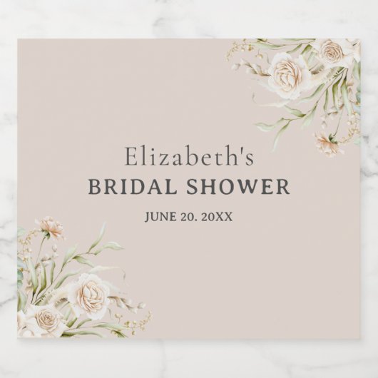 Exquisite Bloom Boho Bridal Shower Sparkling Wijnetiket (Enkel label)
