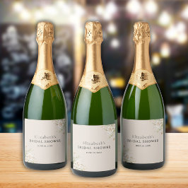 Exquisite Bloom Boho Bridal Shower Sparkling Wijnetiket