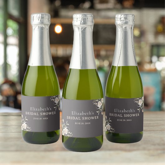 Exquisite Bloom Boho Bridal Shower Sparkling Wijnetiket
