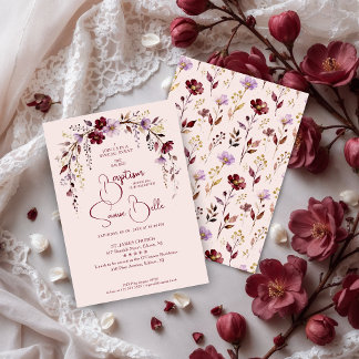 Exquisite Blooming Burgundy Arch Baptism Kaart