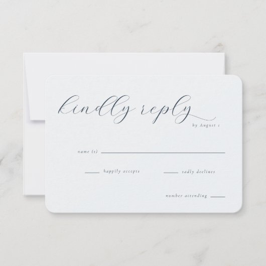 Exquisite Blue Calligraphy Template RSVP Kaartje (Voorkant)