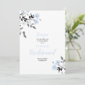 Exquisite Blue Floral Bunch Wedding Jr Bridesmaid Kaart (Staand voorkant)