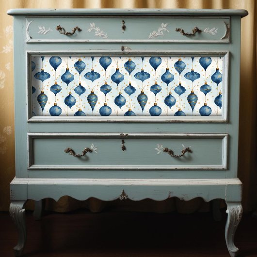 Exquisite Blue Shades Gold Watercolor Christmas Tissuepapier