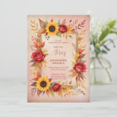 Exquisite Botanical Floral Frame Spanish Photo XVs Kaart (Staand voorkant)