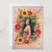 Exquisite Botanical Floral Frame Spanish Photo XVs Kaart (Achterkant)