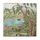 Exquisite botanische tuinoasis-Waterverf Tegeltje (Voorkant)