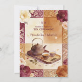 Exquisite Burgundy Oriental Tea Ceremony Wedding Kaart (Voorkant)