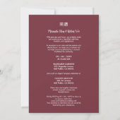 Exquisite Burgundy Oriental Tea Ceremony Wedding Kaart (Achterkant)