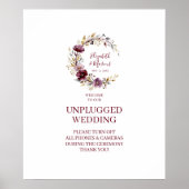 Exquisite Burgundy Unplugged Wedding Floral Poster (Voorkant)