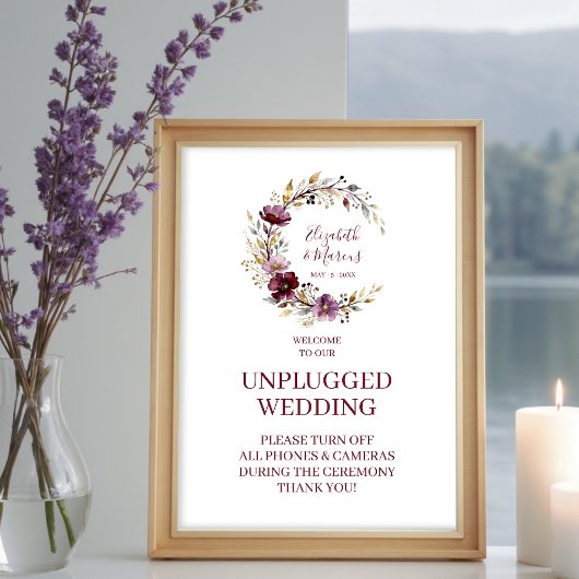 Exquisite Burgundy Unplugged Wedding Floral Poster